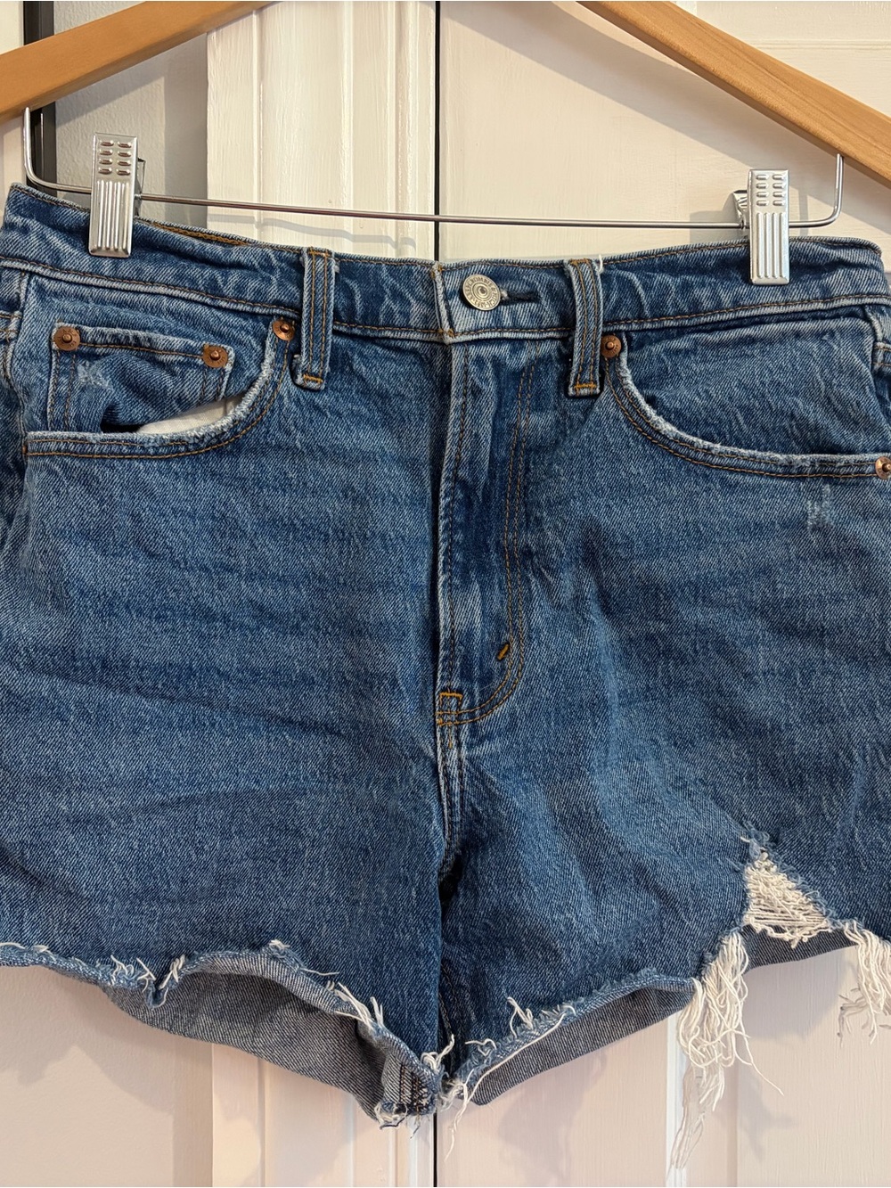 Abercrombie & Fitch Distressed Denim Cutoff Shorts - Blue